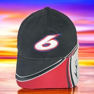 Roush Racing Mark Martin #6 Black Red NASCAR Embroidered Baseball Hat Cap OSFA